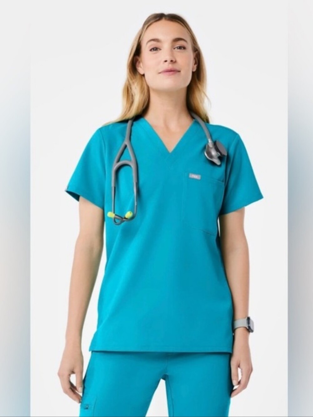 Figs Teal Catarina One Pocket Scrub Top Size XXS Womens NWT New - Picture 2 of 6